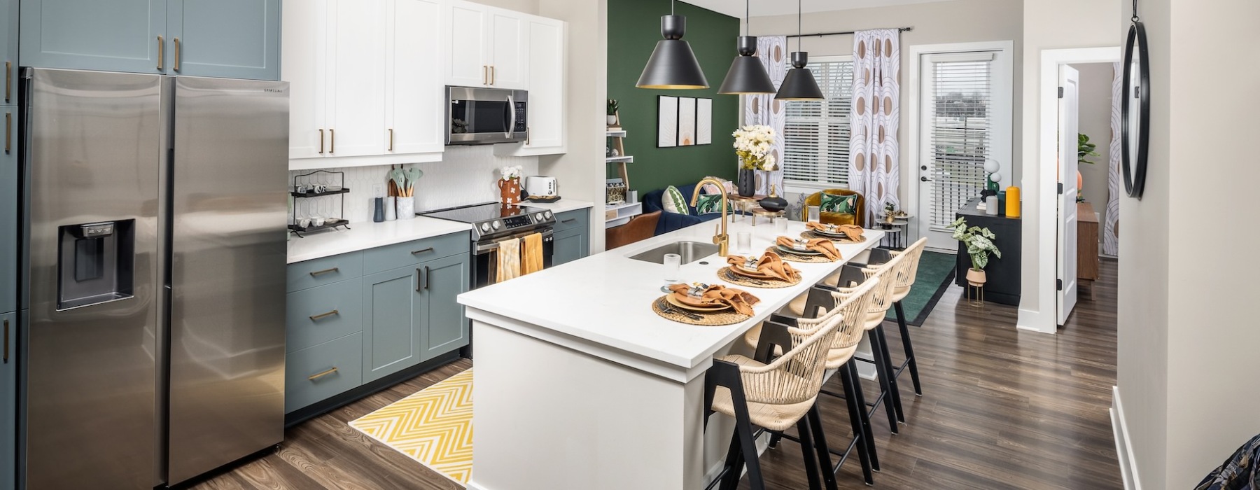 kitchen with island and seating